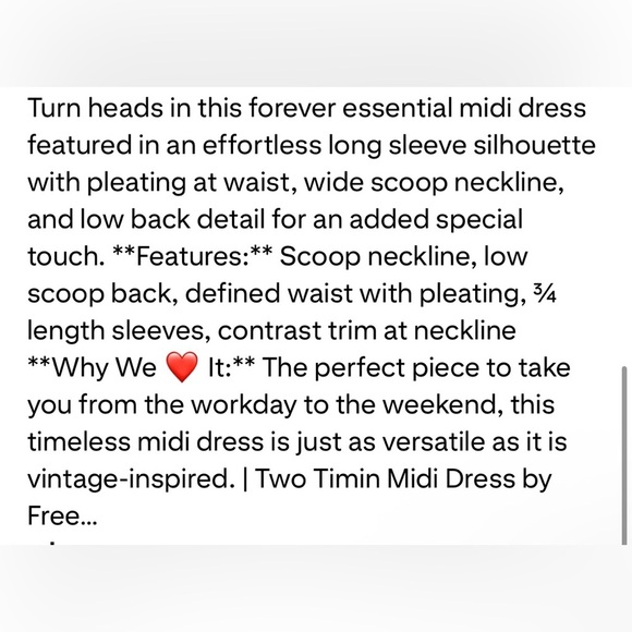 Free People Two Timin Midi Dress Size Small NWT - Picture 6 of 14